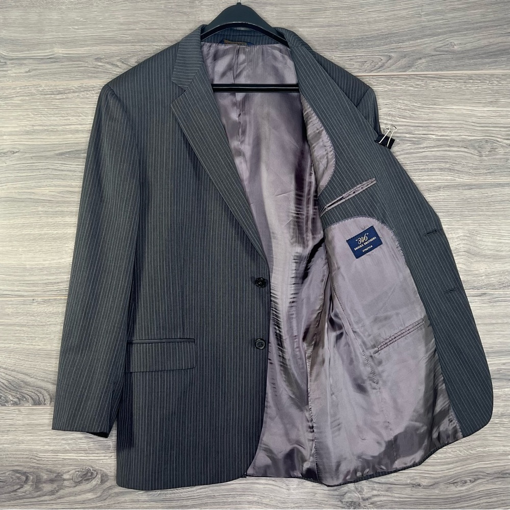 Brooks Brothers “346” Stretch Pinstripe Gray Sports Coat Blazer Mens size 43R